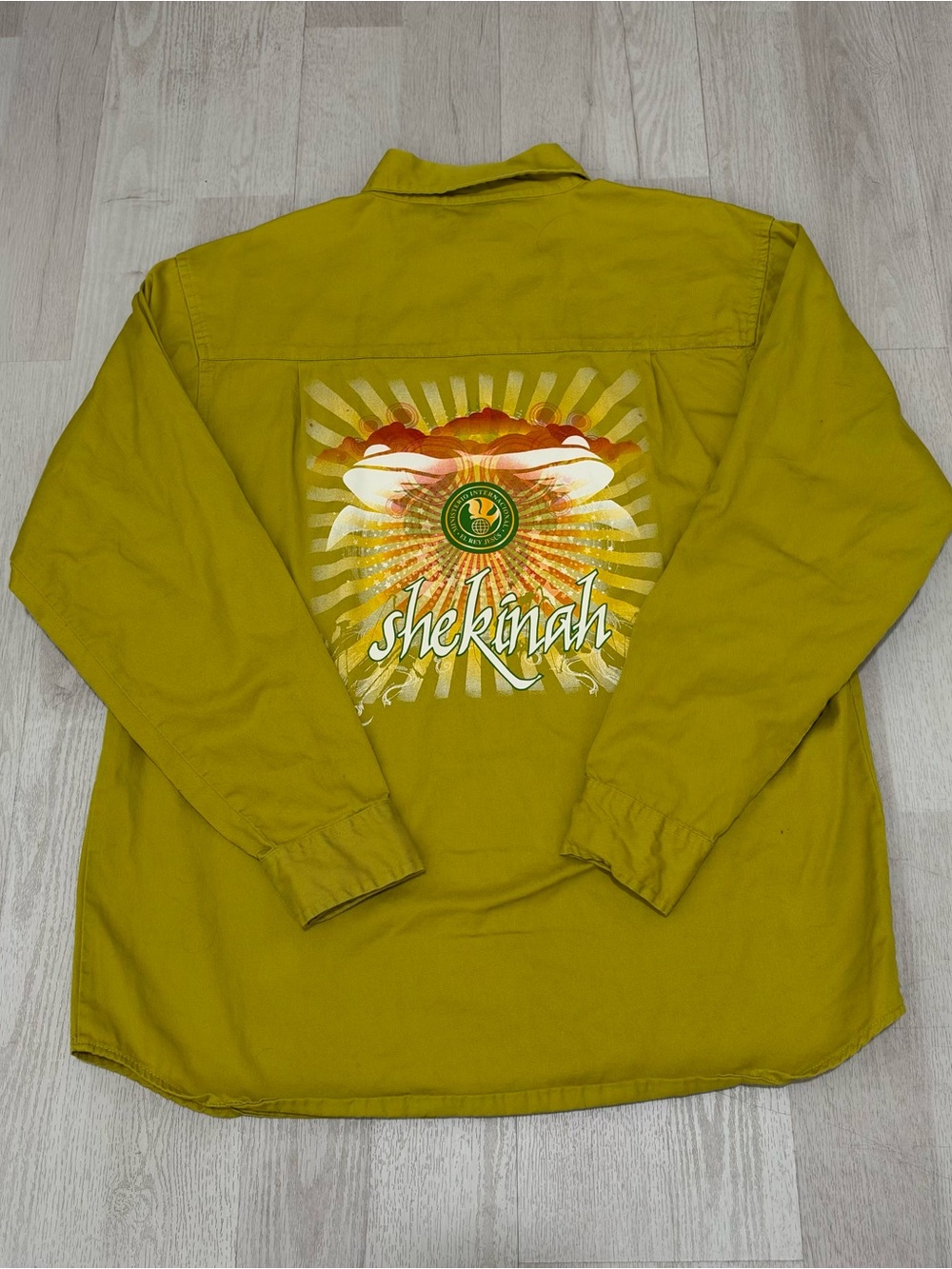 Blue Generation Vintage Green "Shekinah" Graphic Work Shirt Size M
